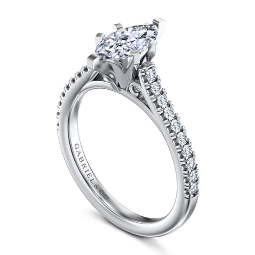 14K White Gold Marquise Shape Diamond Engagement Ring