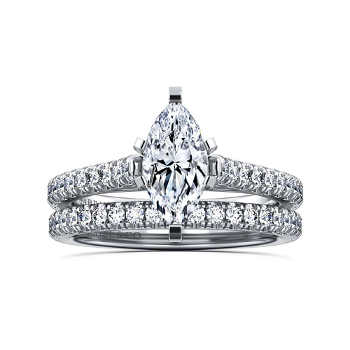 14K White Gold Marquise Shape Diamond Engagement Ring