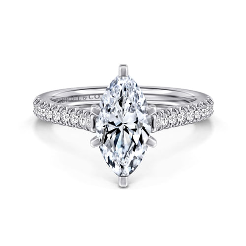 14K White Gold Marquise Shape Diamond Engagement Ring