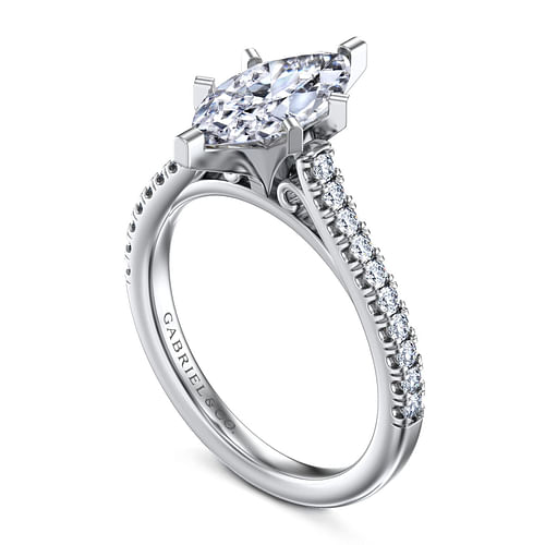 14K White Gold Marquise Shape Diamond Engagement Ring