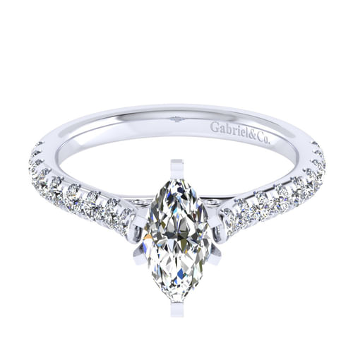 14K White Gold Marquise Shape Diamond Engagement Ring