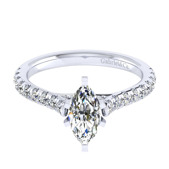 Gabriel - 14K White Gold Marquise Shape Diamond Engagement Ring