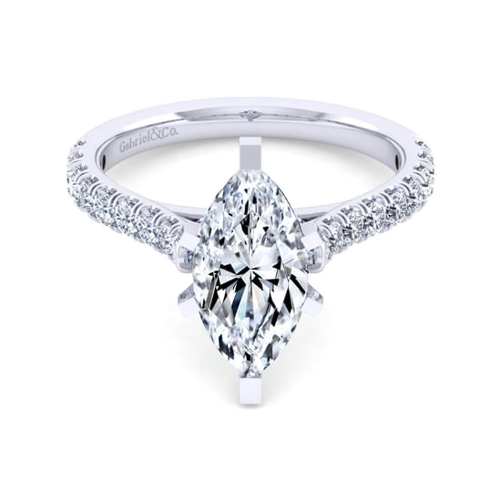 Gabriel - 14K White Gold Marquise Shape Diamond Engagement Ring