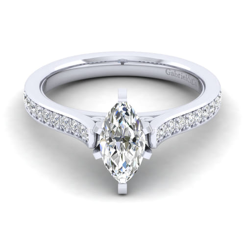 14K White Gold Marquise Shape Diamond Engagement Ring