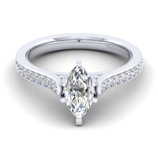 Gabriel - 14K White Gold Marquise Shape Diamond Engagement Ring
