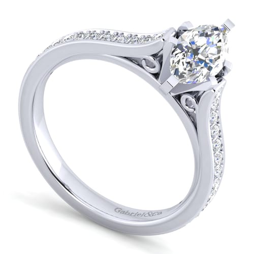 14K White Gold Marquise Shape Diamond Engagement Ring