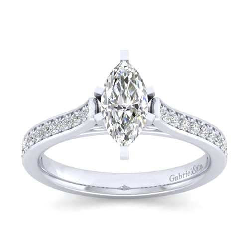 14K White Gold Marquise Shape Diamond Engagement Ring