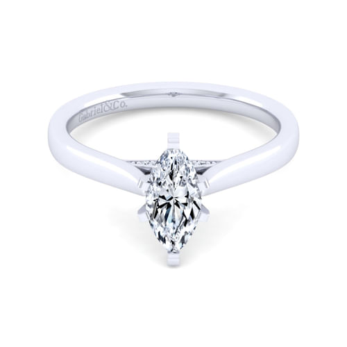 14K White Gold Marquise Shape Diamond Engagement Ring