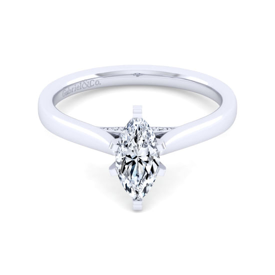 Gabriel - 14K White Gold Marquise Shape Diamond Engagement Ring