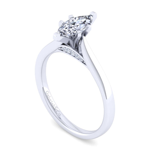 14K White Gold Marquise Shape Diamond Engagement Ring