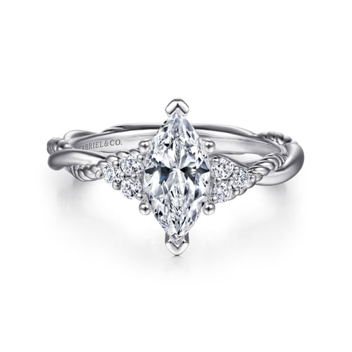 14K White Gold Marquise Shape Diamond Engagement Ring