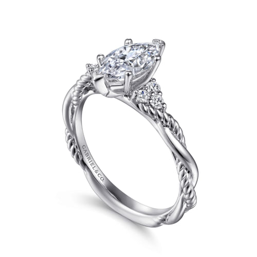 14K White Gold Marquise Shape Diamond Engagement Ring
