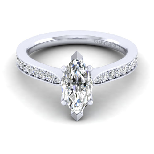 14K White Gold Marquise Shape Diamond Engagement Ring