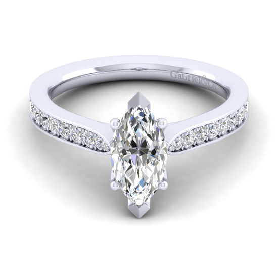Gabriel - 14K White Gold Marquise Shape Diamond Engagement Ring