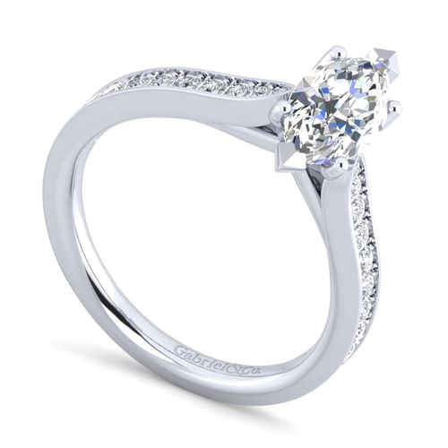 14K White Gold Marquise Shape Diamond Engagement Ring