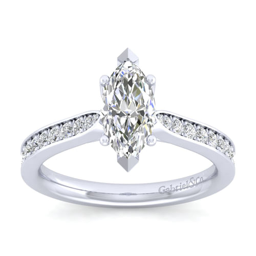 14K White Gold Marquise Shape Diamond Engagement Ring