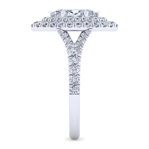 14K White Gold Marquise Shape Double Halo Diamond Engagement Ring