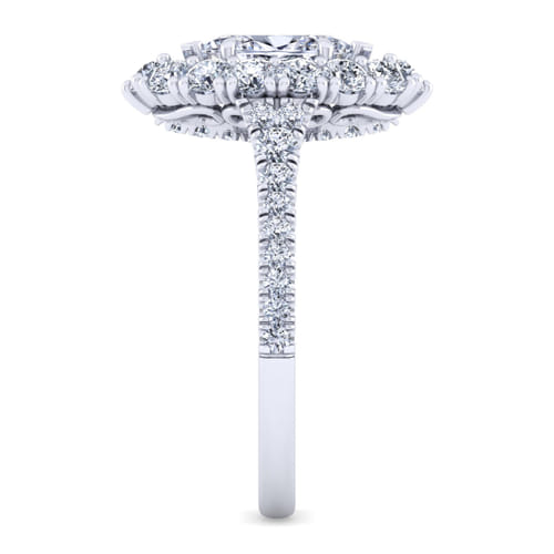 14K White Gold Marquise Shape Double Halo Diamond Engagement Ring