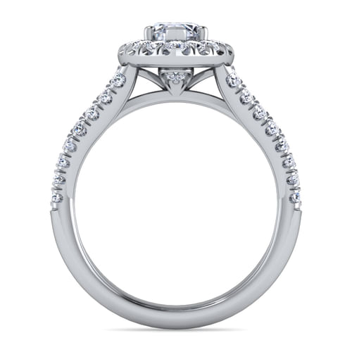 14K White Gold Marquise Shape Halo Diamond Engagement Ring