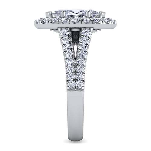 14K White Gold Marquise Shape Halo Diamond Engagement Ring