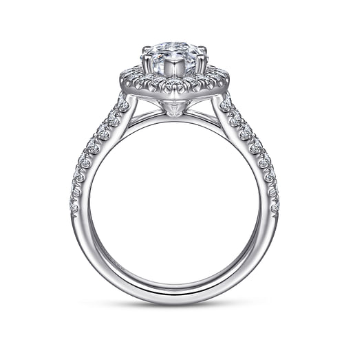 14K White Gold Marquise Shape Halo Diamond Engagement Ring