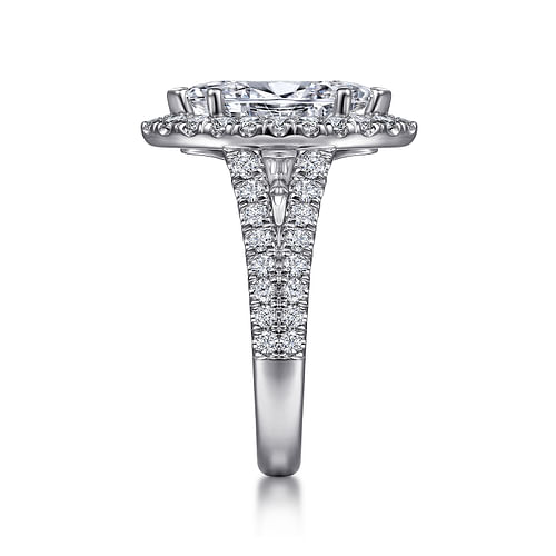 14K White Gold Marquise Shape Halo Diamond Engagement Ring