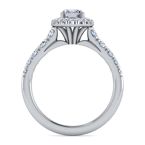 14K White Gold Marquise Shape Halo Diamond Engagement Ring