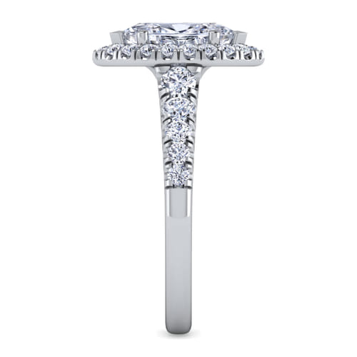 14K White Gold Marquise Shape Halo Diamond Engagement Ring