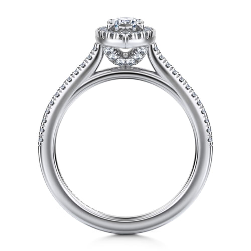 14K White Gold Marquise Shape Halo Diamond Engagement Ring