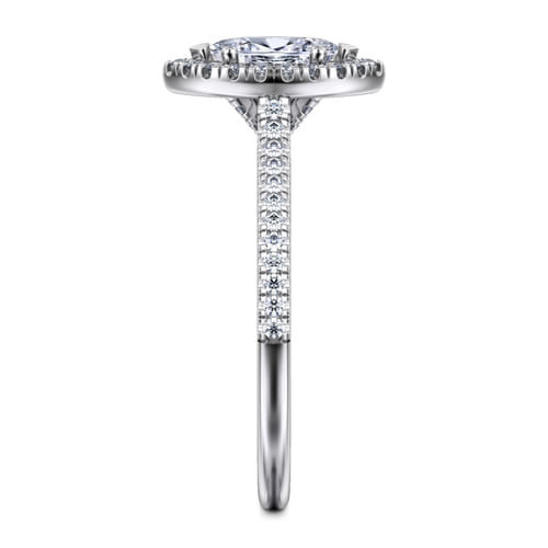 14K White Gold Marquise Shape Halo Diamond Engagement Ring