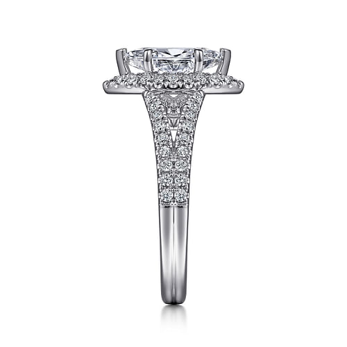 14K White Gold Marquise Shape Halo Diamond Engagement Ring