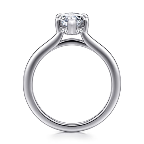 14K White Gold Marquise Shape Halo Diamond Engagement Ring