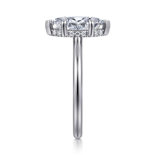 14K White Gold Marquise Shape Halo Diamond Engagement Ring