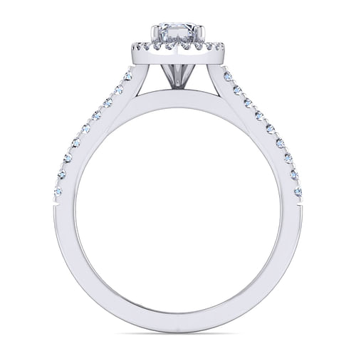 14K White Gold Marquise Shape Halo Diamond Engagement Ring