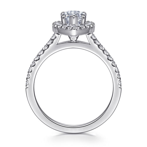 14K White Gold Marquise Shape Halo Diamond Engagement Ring