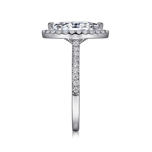 14K White Gold Marquise Shape Halo Diamond Engagement Ring