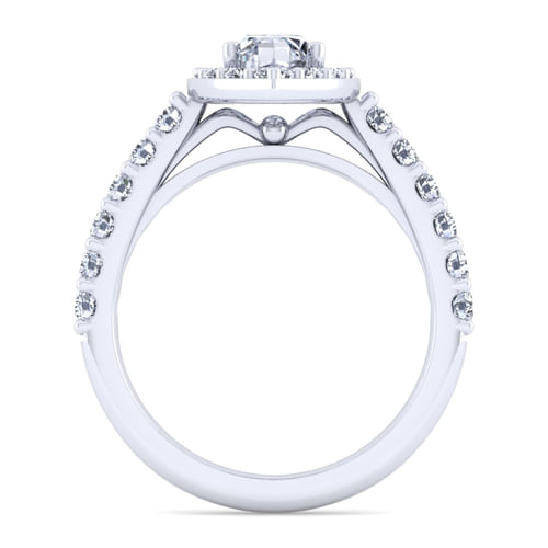 14K White Gold Marquise Shape Halo Diamond Engagement Ring