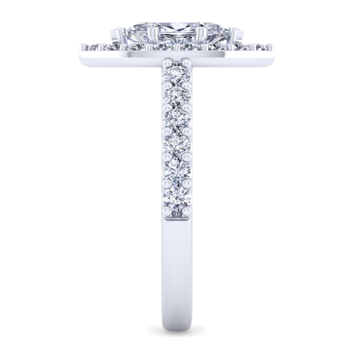 14K White Gold Marquise Shape Halo Diamond Engagement Ring