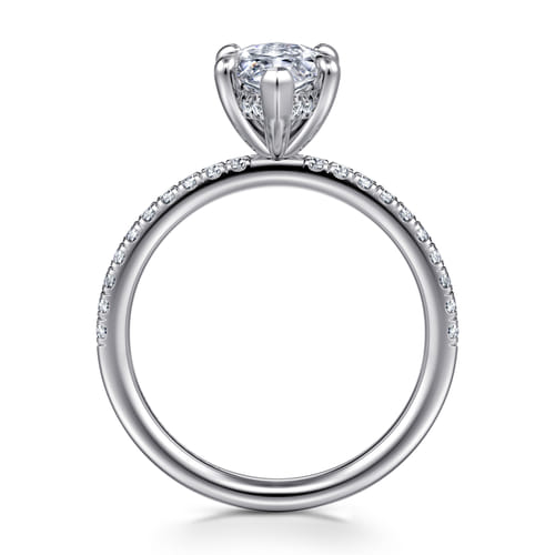 14K White Gold Marquise Shape Hidden Halo Diamond Engagement Ring