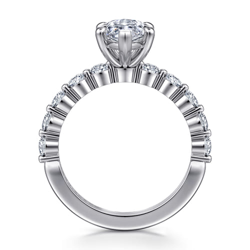 14K White Gold Marquise Shape Single Prong Diamond Engagement Ring
