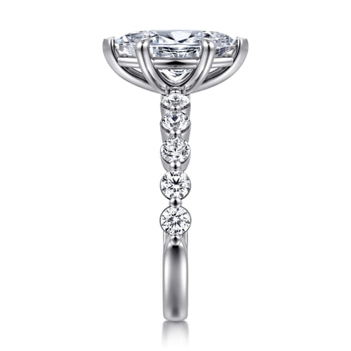 14K White Gold Marquise Shape Single Prong Diamond Engagement Ring