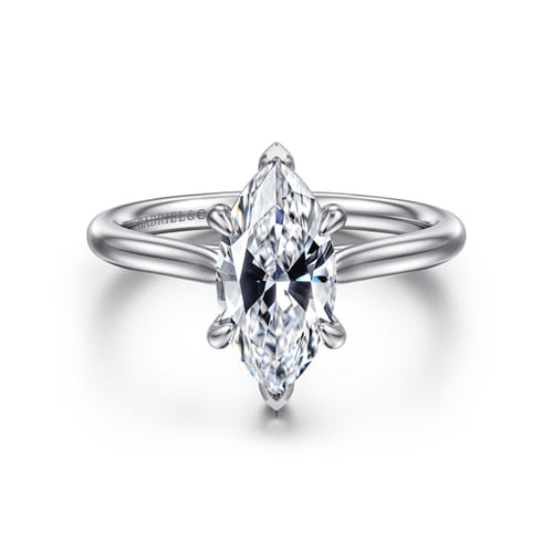 14K White Gold Marquise Shape Solitaire Diamond Engagement Ring