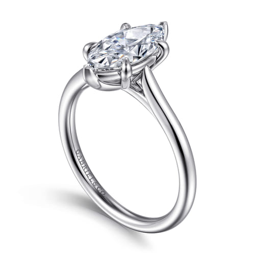 14K White Gold Marquise Shape Solitaire Diamond Engagement Ring