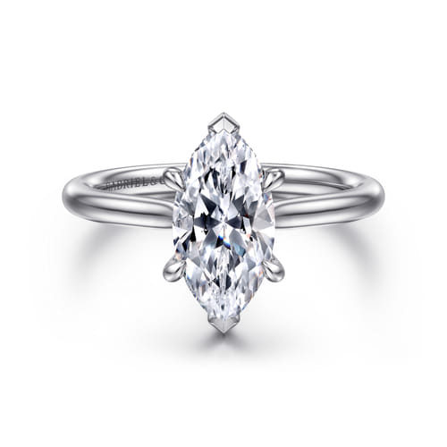 14K White Gold Marquise Shape Solitaire Diamond Engagement Ring