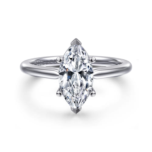 14K White Gold Marquise Shape Solitaire Diamond Engagement Ring
