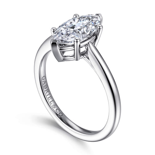 14K White Gold Marquise Shape Solitaire Diamond Engagement Ring