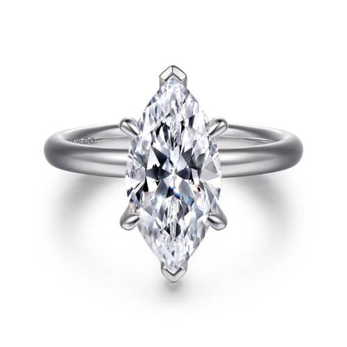 14K White Gold Marquise Shape Solitaire Diamond Engagement Ring