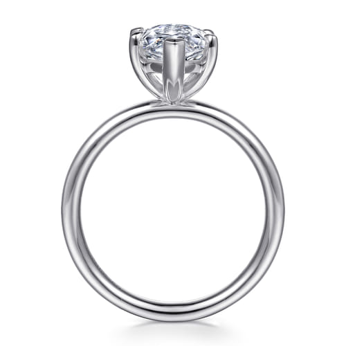 14K White Gold Marquise Shape Solitaire Diamond Engagement Ring