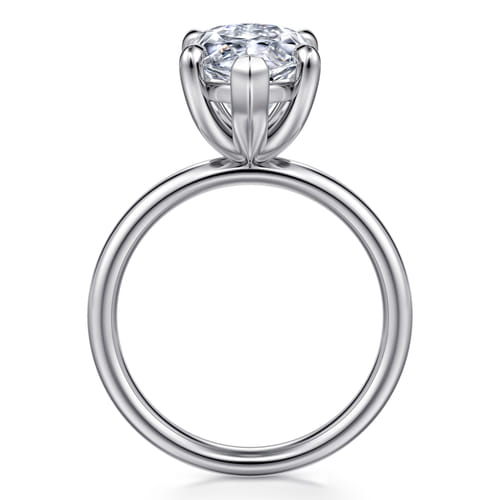 14K White Gold Marquise Shape Solitaire Diamond Engagement Ring