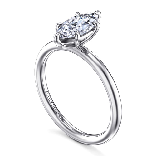 14K White Gold Marquise Shape Solitaire Engagement Ring